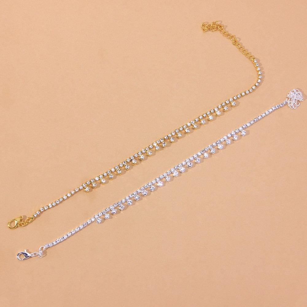 Rhinestone Water Drop Anklet Foot Jewelry for Women Silver/Gold - Brand My Case