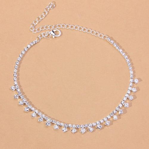 Rhinestone Water Drop Anklet Foot Jewelry for Women Silver/Gold - Brand My Case