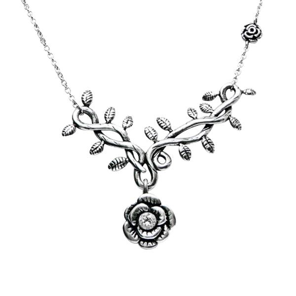 Rose Vine with White CZ Necklace - Brand My Case