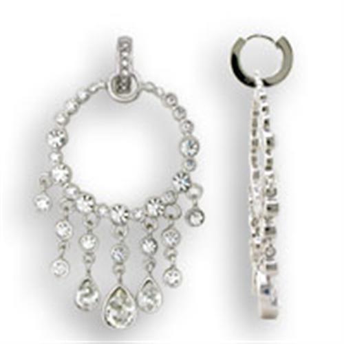 S37108 - Rhodium 925 Sterling Silver Earrings with Top Grade Crystal - Brand My Case