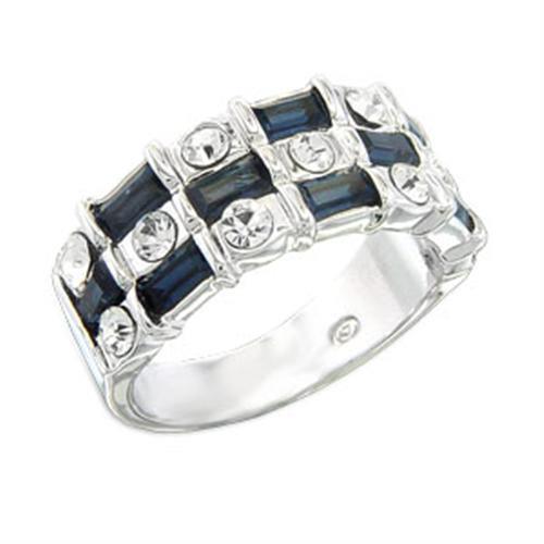 S55206 - Rhodium 925 Sterling Silver Ring with Top Grade Crystal in - Brand My Case