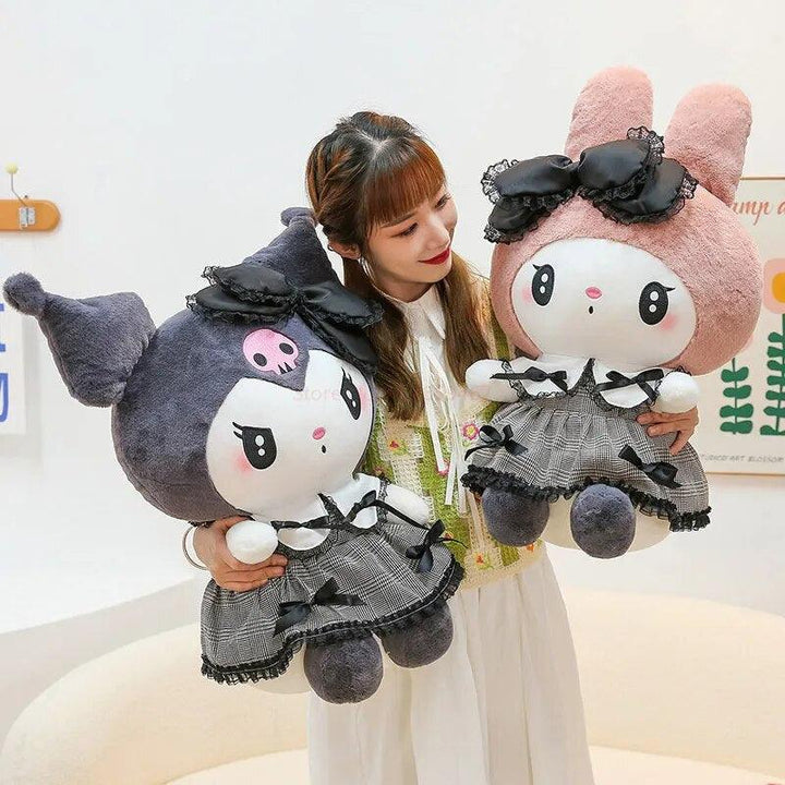 Sanrio Black Kuromi Mymelody Plush Stuffed Dolls Kawaii Cartoon Sofa Cushion Pillow Dark Gothic Lace Toy Birthday Gift For Girls - Brand My Case