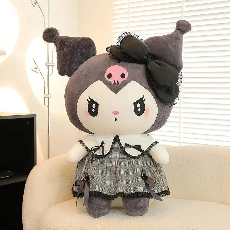 Sanrio Black Kuromi Mymelody Plush Stuffed Dolls Kawaii Cartoon Sofa Cushion Pillow Dark Gothic Lace Toy Birthday Gift For Girls - Brand My Case