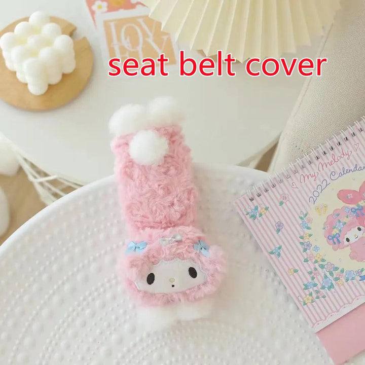 Sanrio Cute My Melody Car Seat Headrest Seat Belt Cover Kawaii Soft Comfortable Back Cushion Pillow Blanket Xmas Gifts Girl - Brand My Case