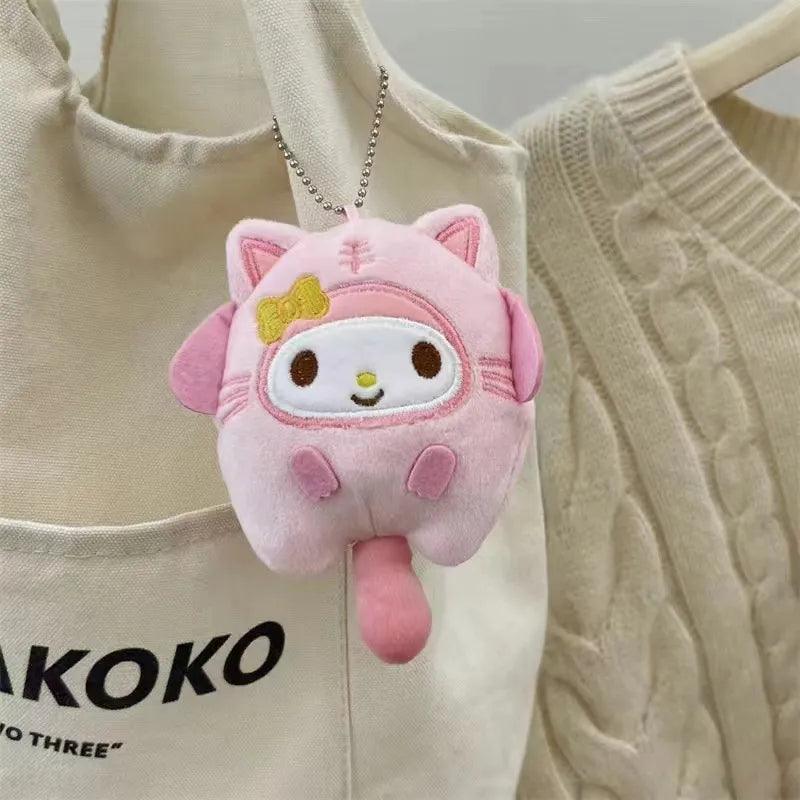 Sanrio Kuromi Cinnamoroll Cross-dressing Cat Doll Keychain My Melody Anime Cartoon Backpack Cute Pendant Children Plush Toys - Brand My Case