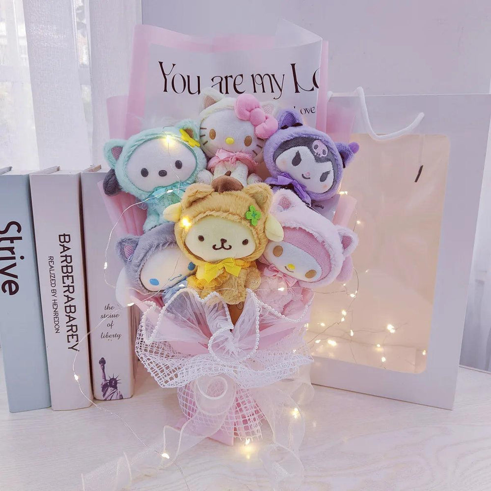 Sanrio Plush My Melody Kuromi Cinnamoroll Kt Cat Plush Doll Toy Bouquet Gift Box Valentine's Day Christmas Graduation Gifts - Brand My Case