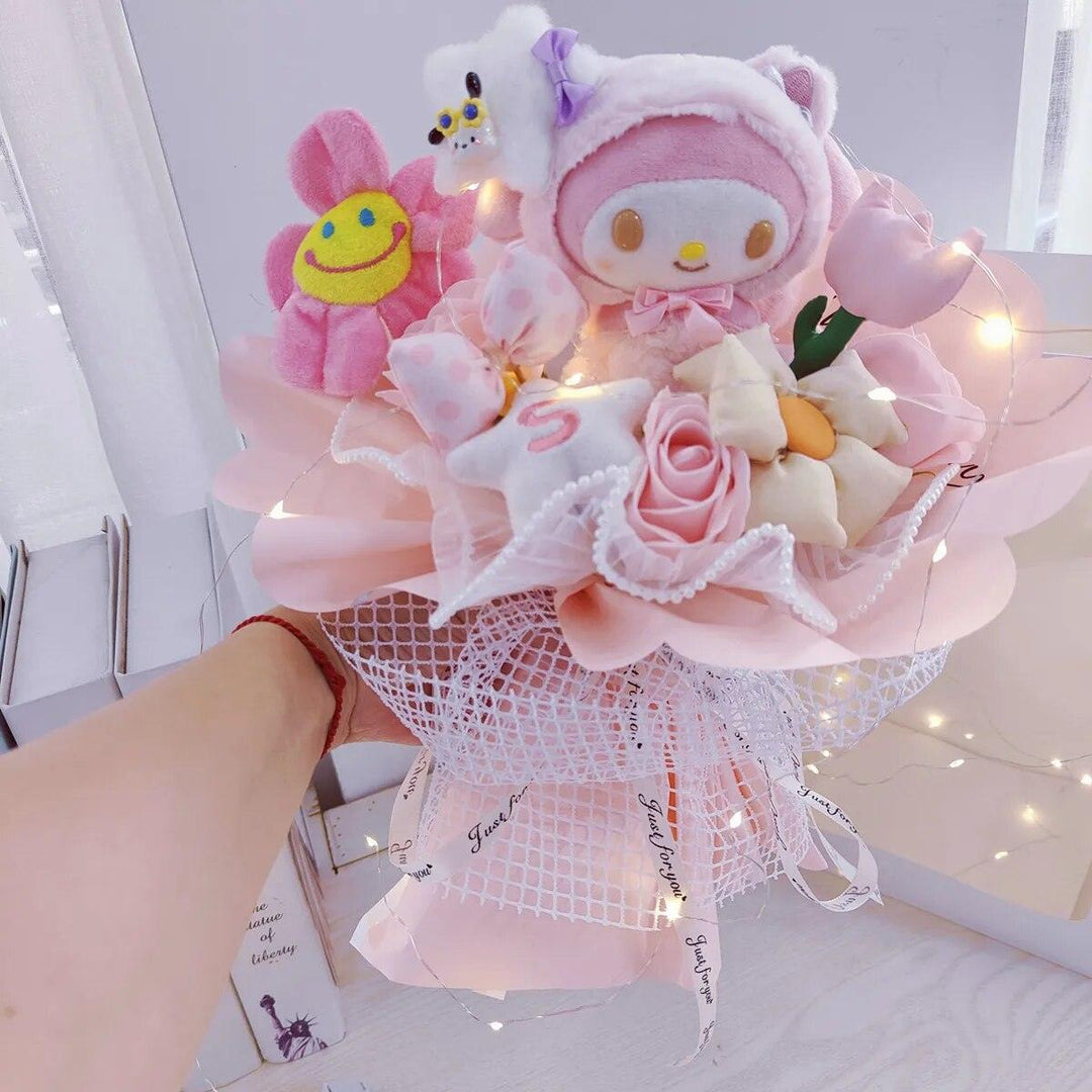 Sanrio Plush My Melody Kuromi Cinnamoroll Kt Cat Plush Doll Toy Bouquet Gift Box Valentine's Day Christmas Graduation Gifts - Brand My Case