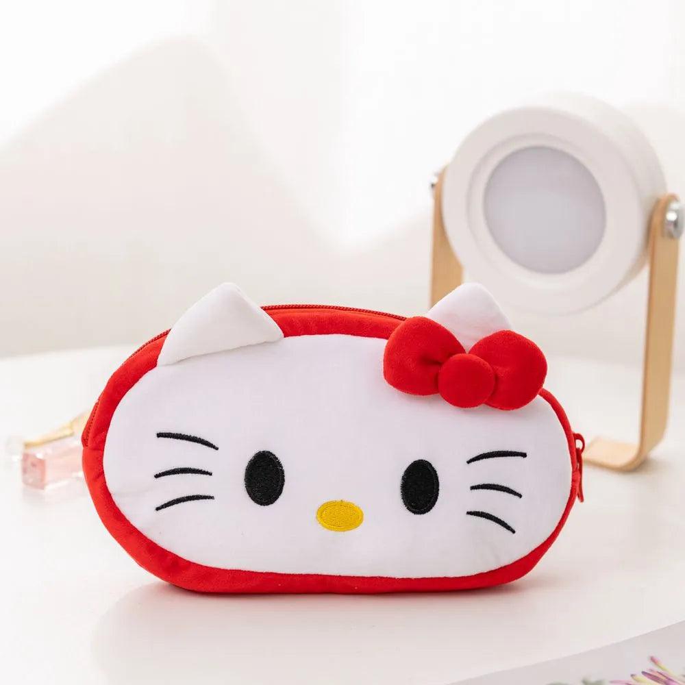 Sanrioed Hello Kitty Plush Pencil Case My Melody Cinnamoroll Purin Cartoon Storage Bag Large Capacity Makeup Bag Stationery Gift - Brand My Case