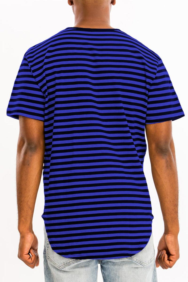 Scallop Round Extended Striped Tshirt - Brand My Case