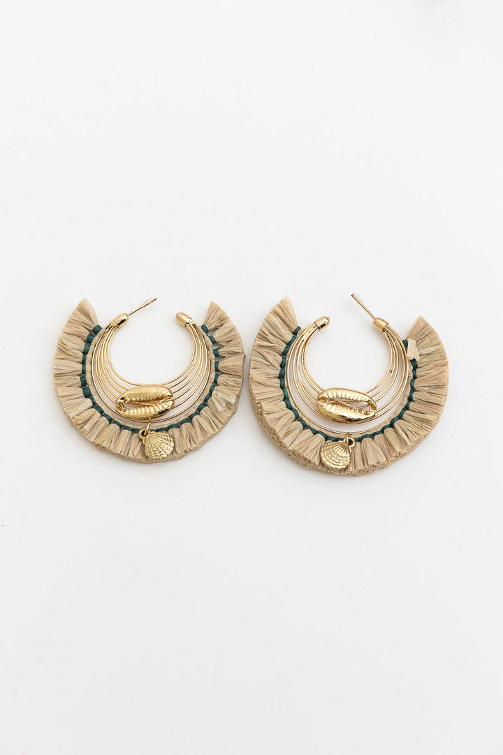 Seashell Glow Golden Raffia Hoop Earrings - Brand My Case