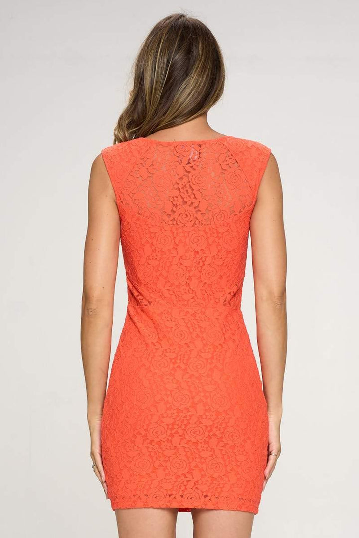 See Through Side Stretchable Lace Dress - Brand My Case