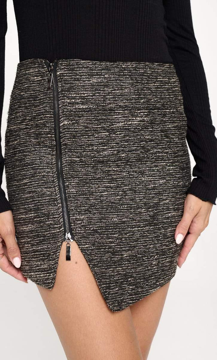 Side Zipper Detail Jacquard Mini Skirt - Brand My Case
