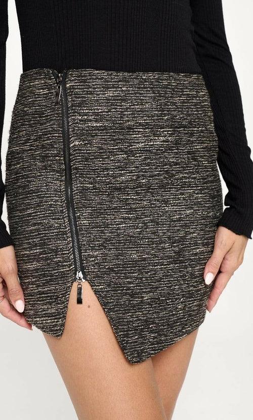 Side Zipper Detail Jacquard Mini Skirt - Brand My Case
