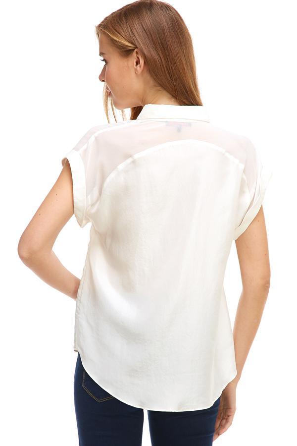 Silk Short Sleeve V Neck Blouse Top - Brand My Case
