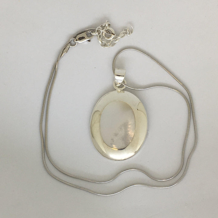 Silver Mother Of Pearl Necklace (Oval) - Brand My Case