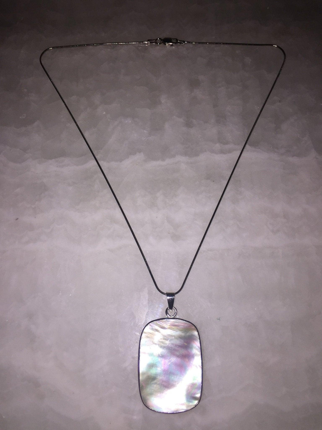 Silver Mother Of Pearl Necklace (Rectangle) - Brand My Case