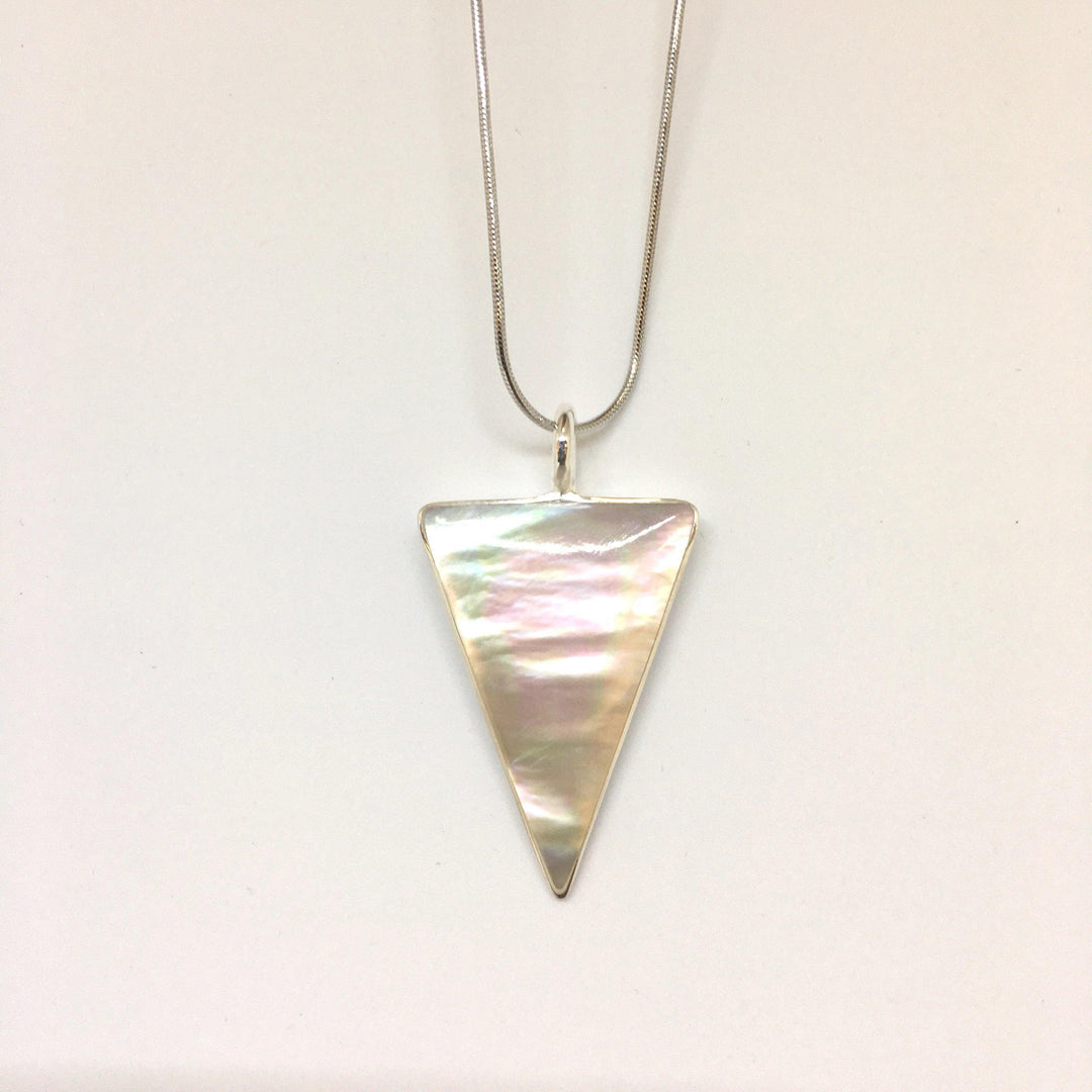 Silver Mother Of Pearl Necklace (triangle) - Brand My Case