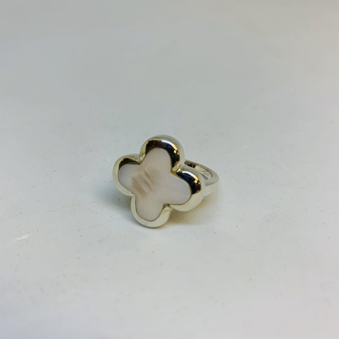 Silver Mother Of Pearl Ring (Flower) - Brand My Case