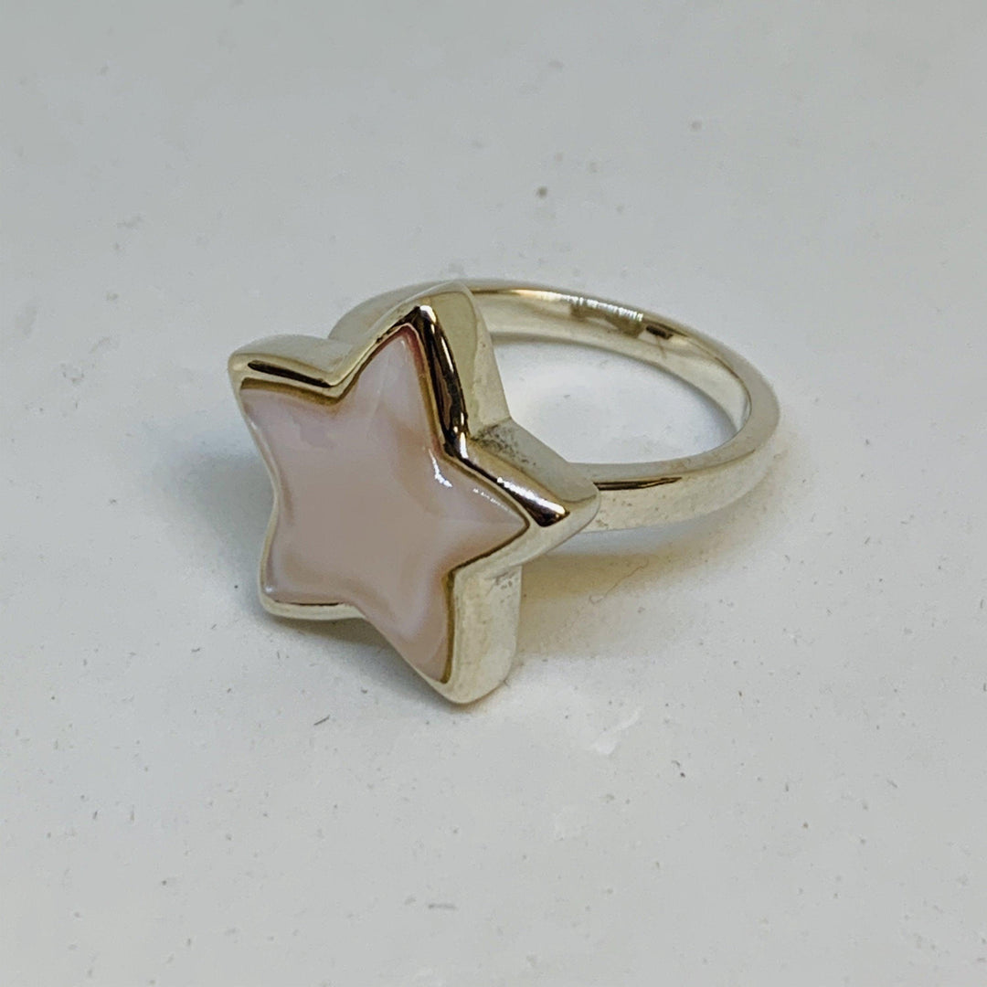 Silver Mother Of Pearl Ring (Star) - Brand My Case