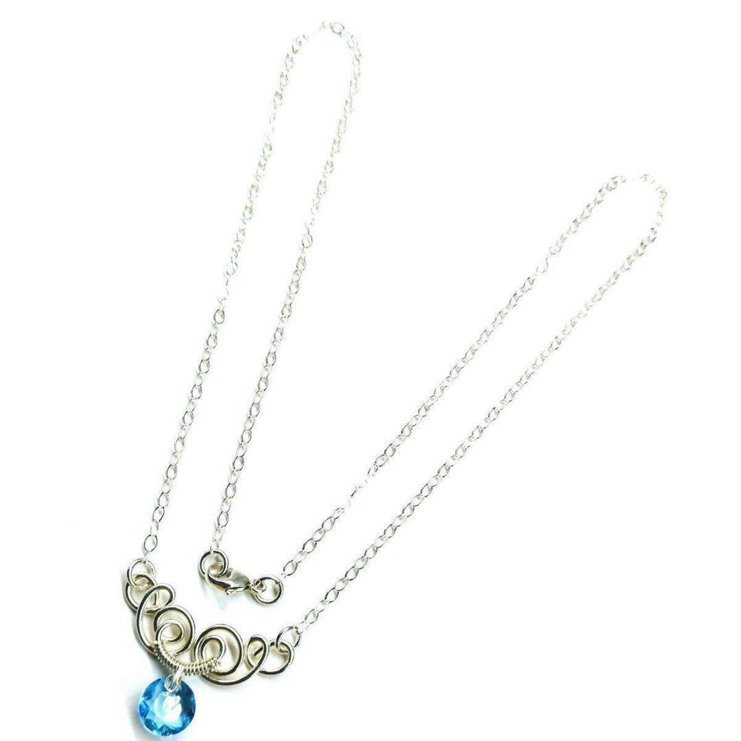 Silver Wire Sculpted Round Crystal Pendant Necklace - Brand My Case
