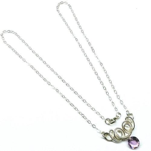 Silver Wire Sculpted Round Crystal Pendant Necklace - Brand My Case