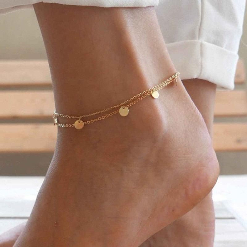 Silver/Gold Women's Anklet with Plates - Brand My Case