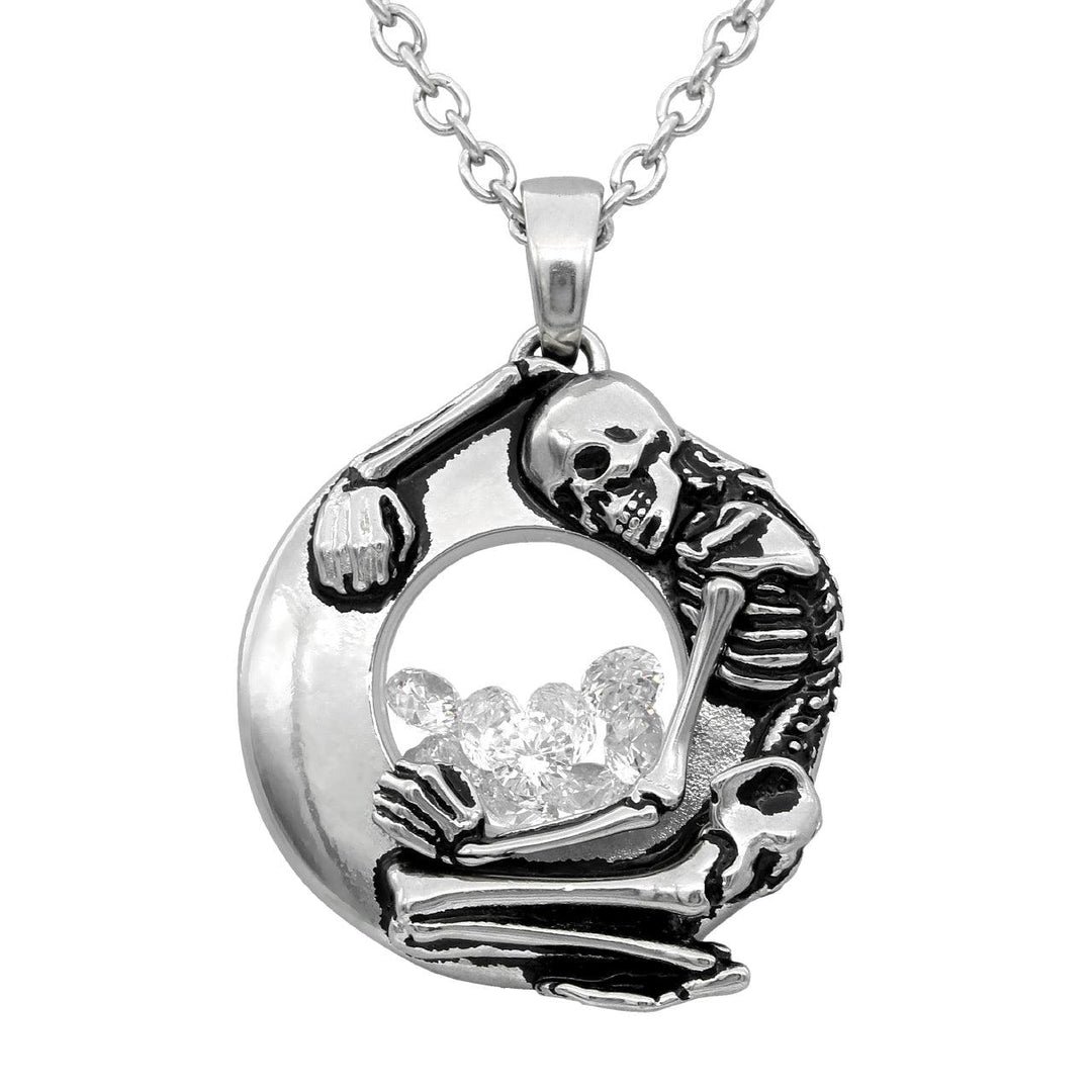 skeleton Floating Charm with White Swarovski Necklace - Brand My Case