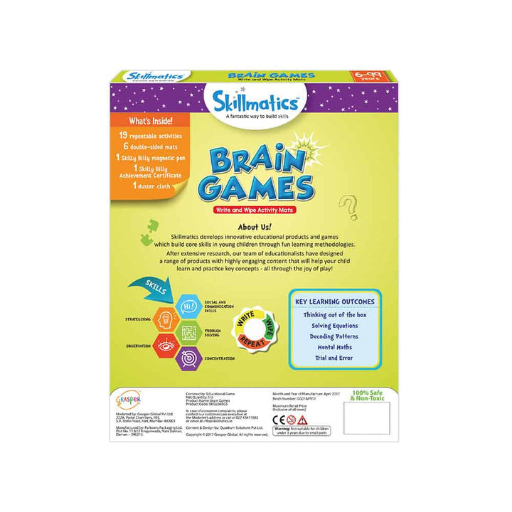 Skillmatics Brain Games - Teach Children Think And Reason Approach -