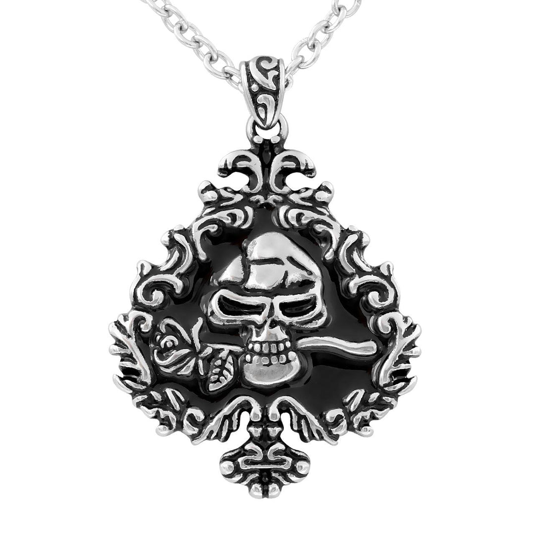 Skull and Rose Ivy Spade Necklace - Brand My Case