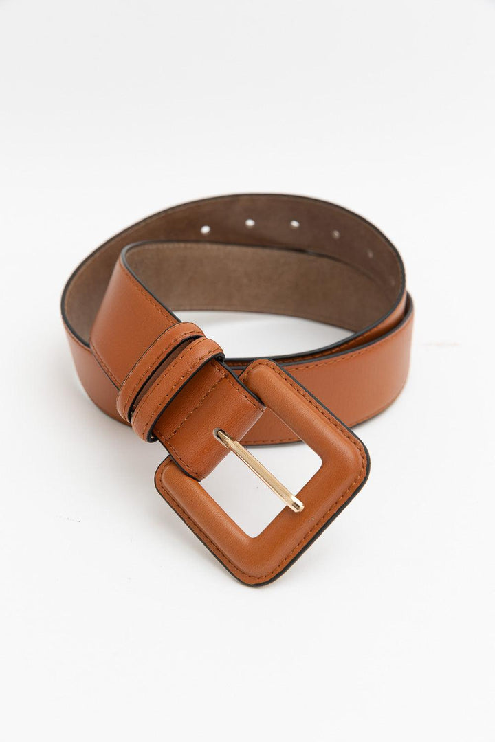 Sleek Square-Buckle Genuine Leather Belt - Brand My Case