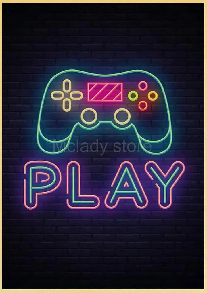 Sleep, Game, Repeat Wall Art - Retro Gaming Poster - Decor for Kids Game Room - Brand My Case