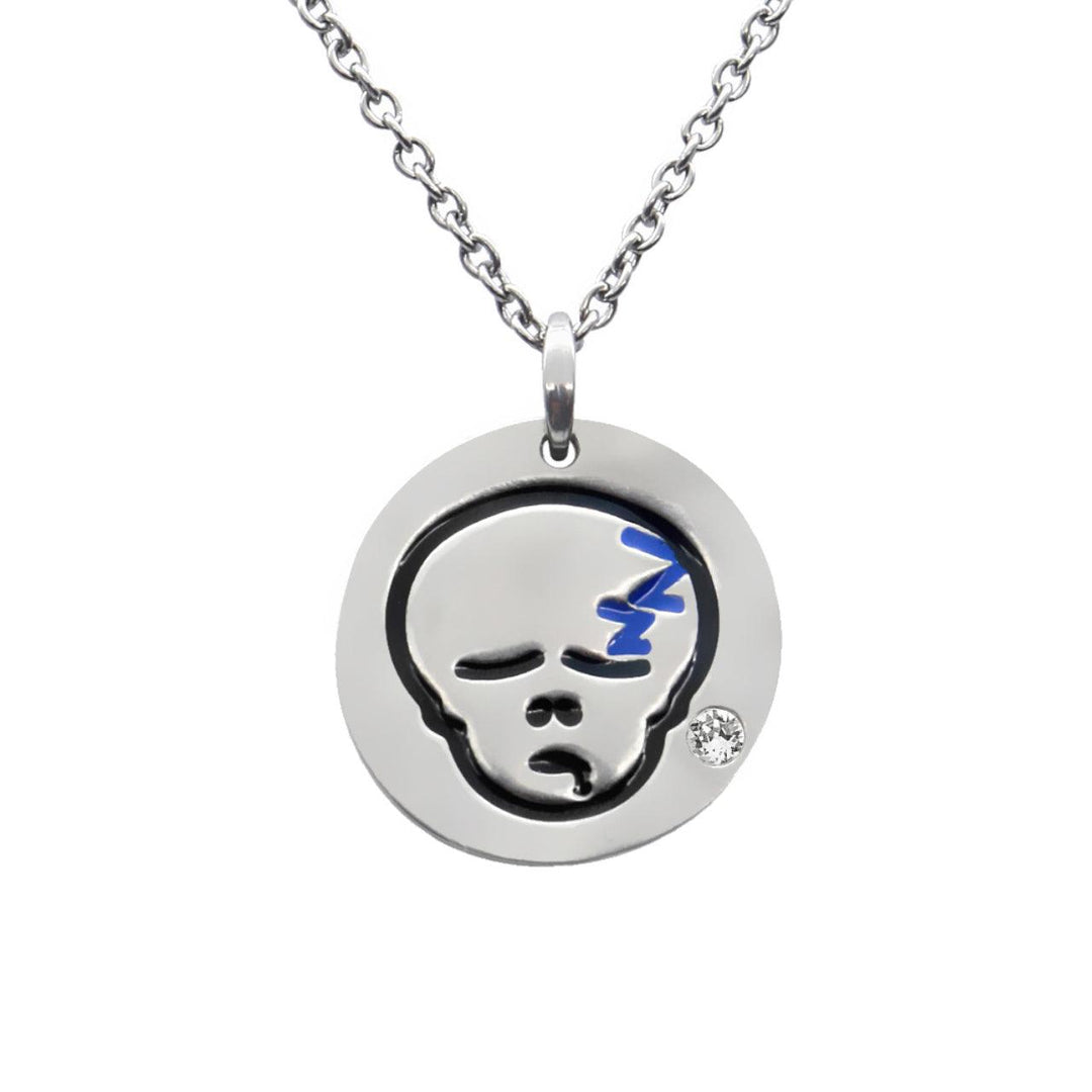 Sleepy Skull Emoji Necklace With Swarovski Crystal - Brand My Case
