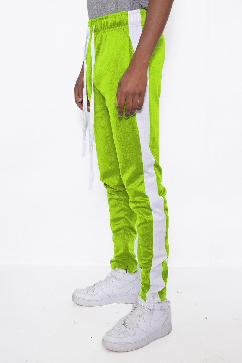SLIM FIT TRACK PANTS- LIME/ WHITE - Brand My Case