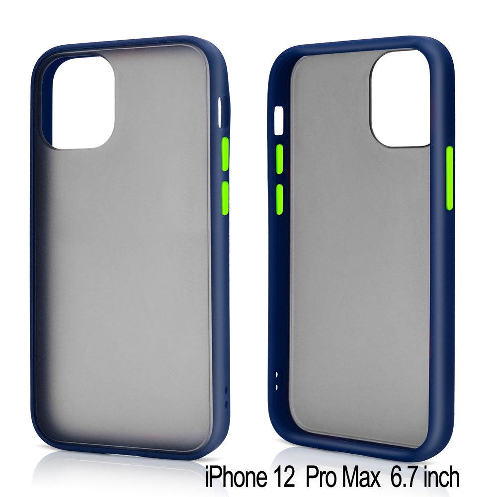 Slim Matte Hybrid Bumper Case for iPhone 12 Pro Max 6.7 inch (Navy - Brand My Case