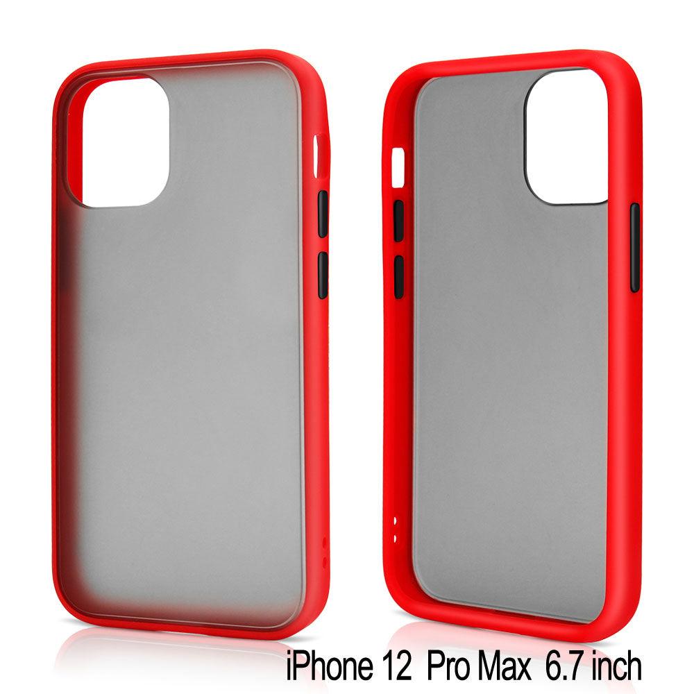 Slim Matte Hybrid Bumper Case for iPhone 12 Pro Max 6.7 inch (Red) - Brand My Case