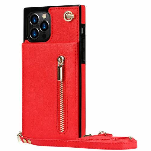 Slim Zipper Wallet Back Case for iPhone With Crossbody Strap - Brand My Case