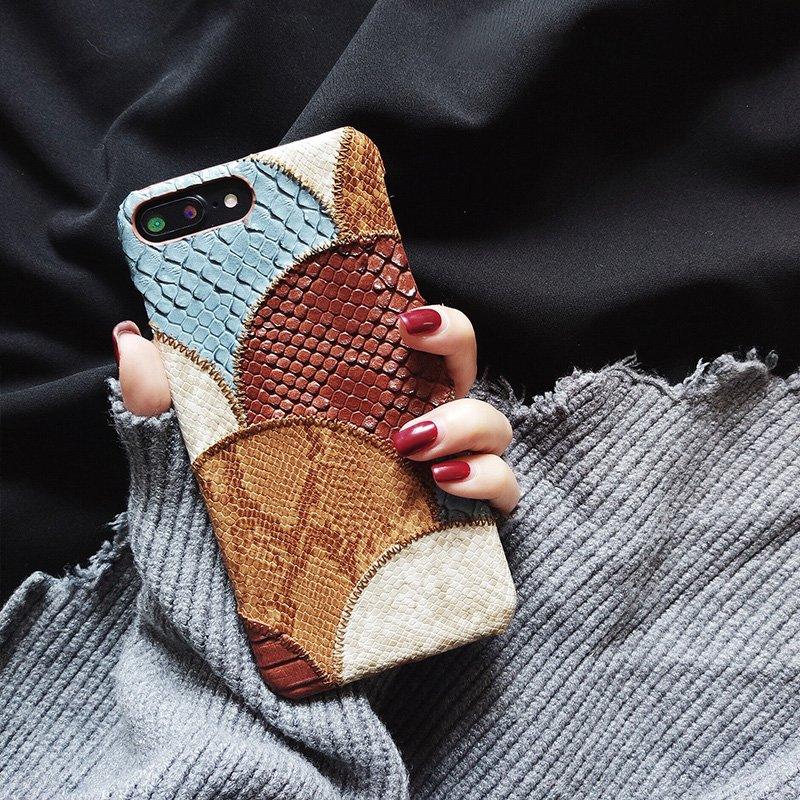 Snakeskin Patchwork iPhone Case - Brand My Case