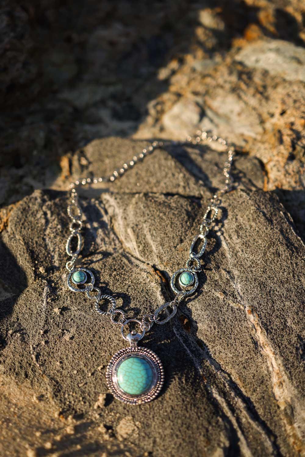 Soleil Turquoise & Silver Link Necklace - Brand My Case
