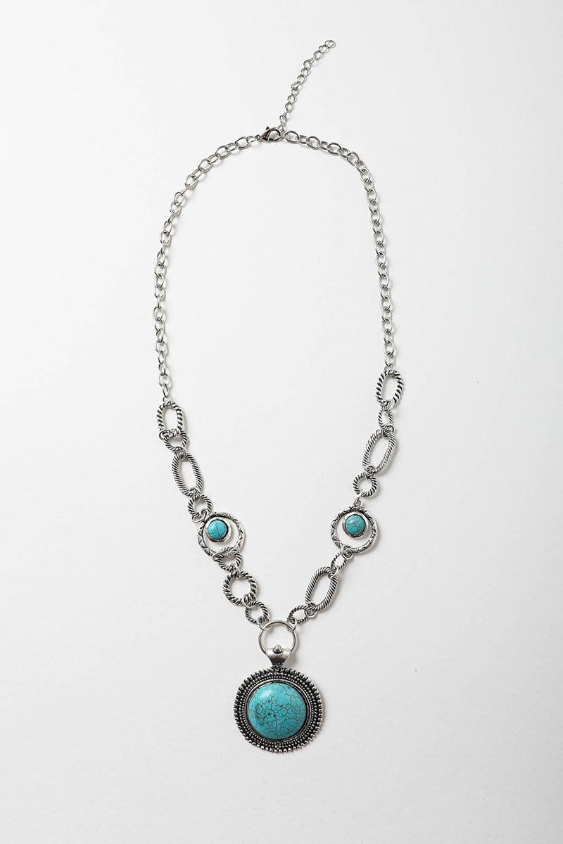 Soleil Turquoise & Silver Link Necklace - Brand My Case