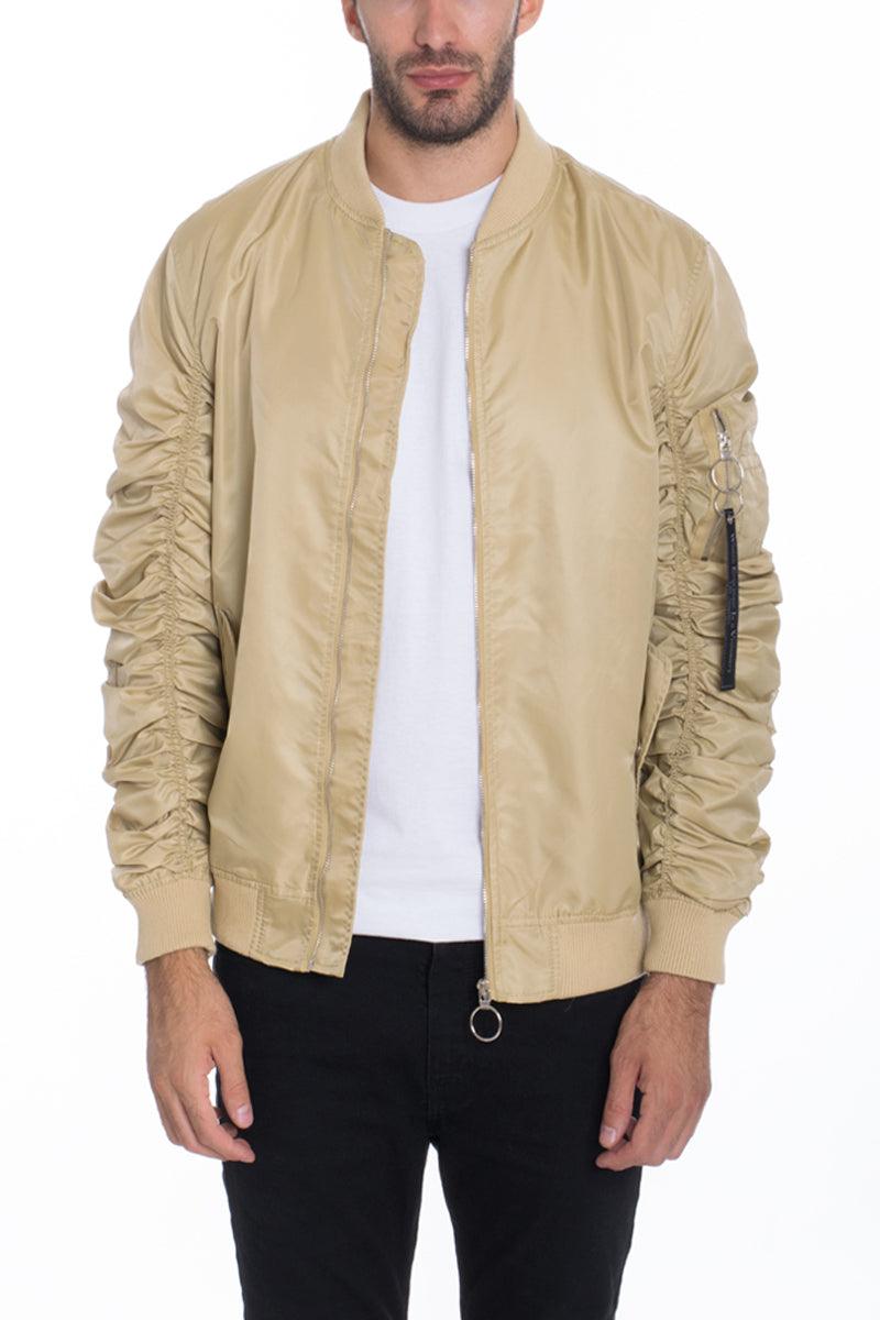 Solid Polyester Scrunched Windbreaker Bomber Jacket - Brand My Case