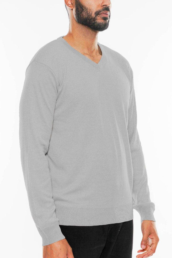 Solid Vneck Knit Pullover Sweater - Brand My Case