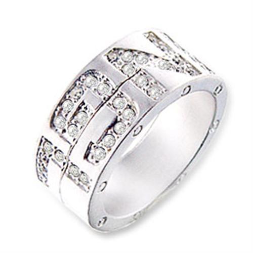 SR35 - Matte Silver Brass Ring with Top Grade Crystal in Clear - Brand My Case