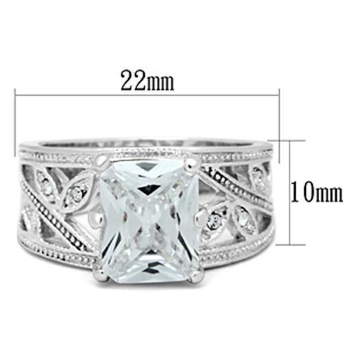 SS024 - Silver 925 Sterling Silver Ring with AAA Grade CZ in Clear - Brand My Case