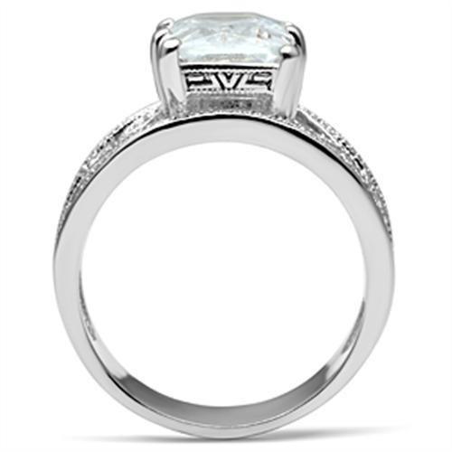 SS024 - Silver 925 Sterling Silver Ring with AAA Grade CZ in Clear - Brand My Case