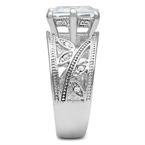 SS024 - Silver 925 Sterling Silver Ring with AAA Grade CZ in Clear - Brand My Case