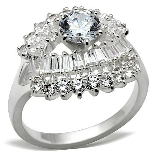 SS026 - Silver 925 Sterling Silver Ring with AAA Grade CZ in Clear - Brand My Case