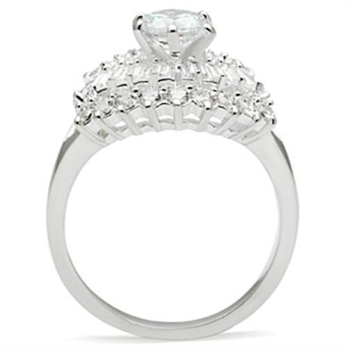 SS026 - Silver 925 Sterling Silver Ring with AAA Grade CZ in Clear - Brand My Case
