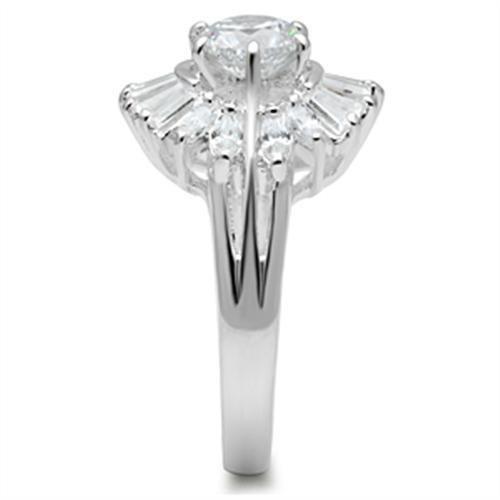 SS039 - Silver 925 Sterling Silver Ring with AAA Grade CZ in Clear - Brand My Case