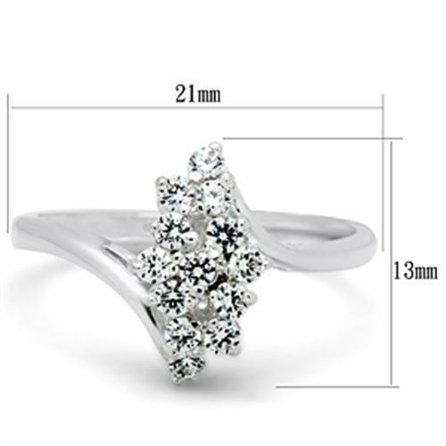 SS054 - Silver 925 Sterling Silver Ring with AAA Grade CZ in Clear - Brand My Case