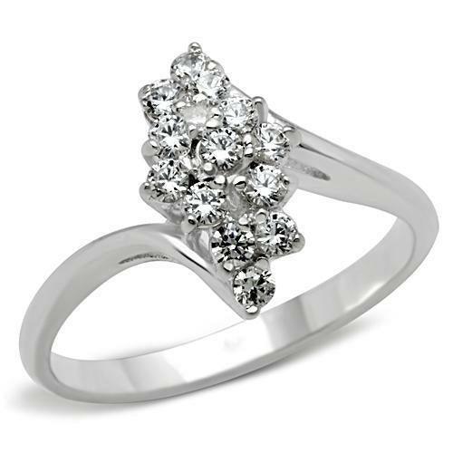 SS054 - Silver 925 Sterling Silver Ring with AAA Grade CZ in Clear - Brand My Case